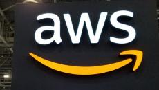 AWS sign at HIMSS global conference
