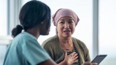 Cancer patient and doctor