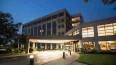 Hospital campus at night