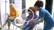 Healthcare worker filling out questionnaire Healthcare worker filling out questionnaire