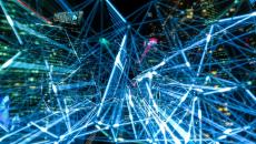Light showing data exchange among buildings