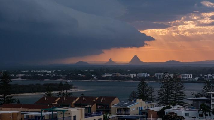 A storm approaches a city